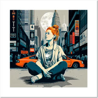 Meditating woman ukiyo e style Posters and Art